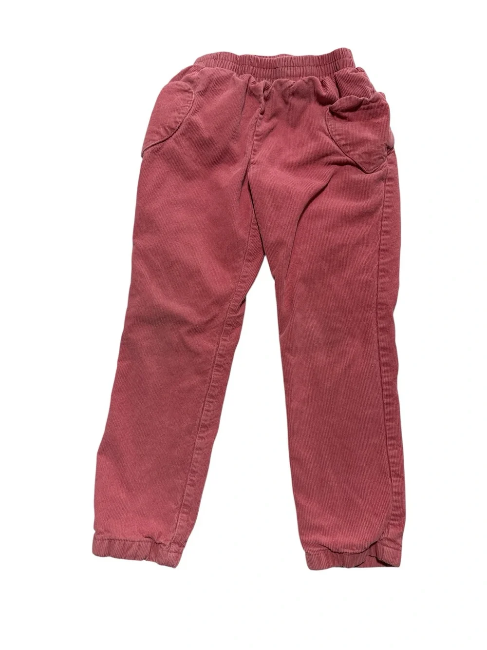 Mini Boden Girls Dusty Pink Corduroy Pants‎ Heart Pockets Jersey Lined Size 6-7Y